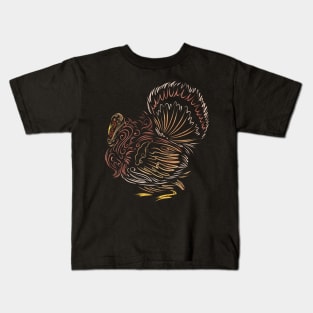 Scratched Lines Stylized Turkey Thanksgiving Kids T-Shirt